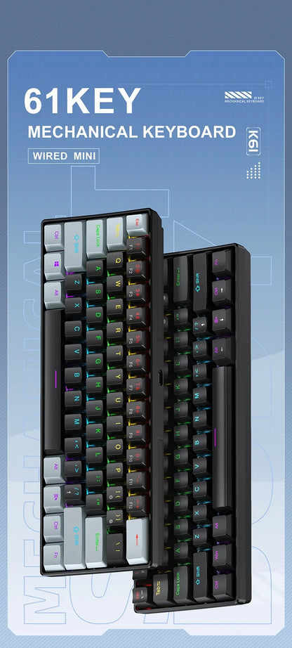 60 Percent Mechanical Mini Keyboard Wired RGB Travel-Friendly