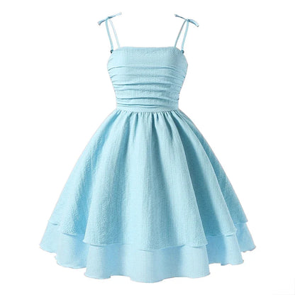 Light Girls' Dress - Tiered Sling Dress, Polyester Elastane, For Birthday Party, Pageant, Communion