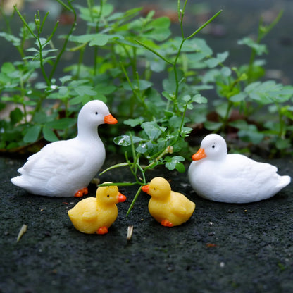Duck Resin Ornaments Four Piece Garden Figurines Spring Garden Decor Micro Landscape Water Feature Sturdy Resin Decor