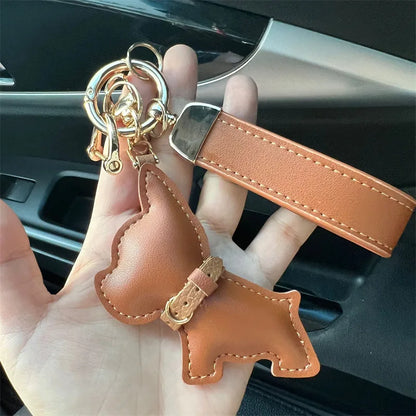 Dog Leather Keychain Car Charm Bag Hanging Accessory
