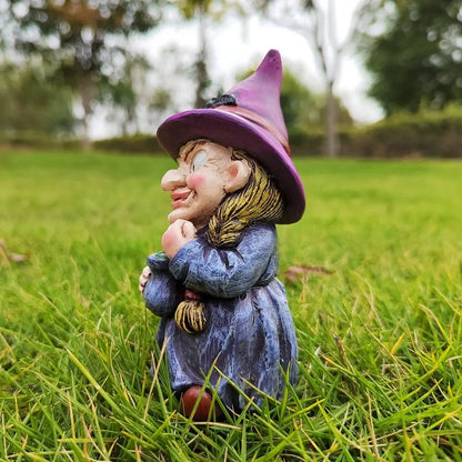 Resin Witch Statue Water-Resistant Garden Gnome Figurine Indoor Outdoor Halloween Decor 2026 Gift Idea
