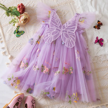 classic knee-length floral mesh overlay, mesh, for wedding – Light girls' dress