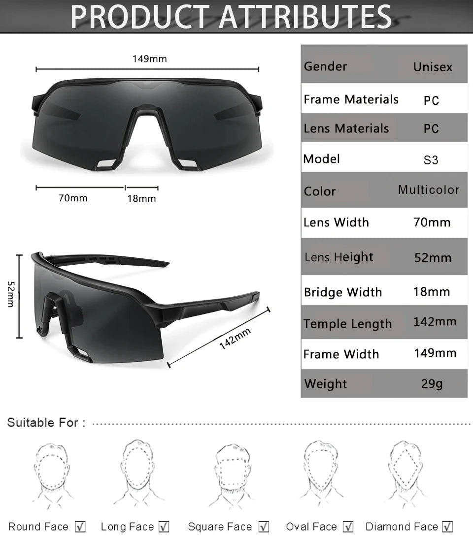 UV400 polycarbonate lenses, cycling, running, fishing – Light unisex sports sunglasses