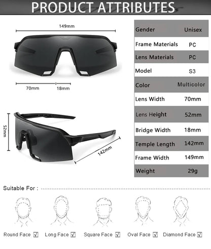 UV400 polycarbonate lenses, cycling, running, fishing – Light unisex sports sunglasses
