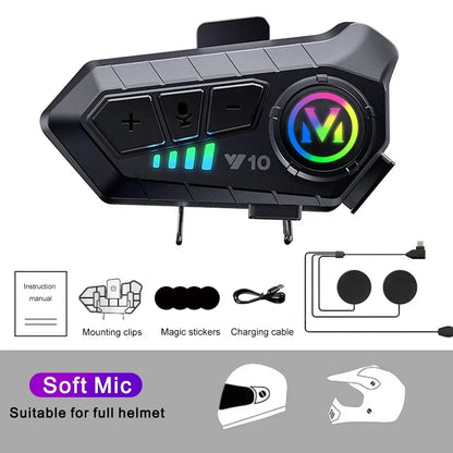 Water-Resistant Hands-Free Call Music Speaker Universal Fit 2026 – Bluetooth 5.3 Motorcycle Helmet Headset Y10