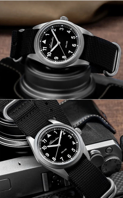Water-Resistant Diver Quartz Watch Luminous Hands, Nylon Strap, 100m Water Resistance