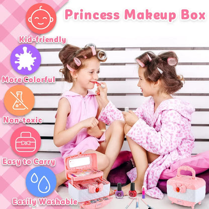 Kids Makeup Kit Pink And White Case Makeup Toy Kit TikTok Viral Fall 2025 Gift Washable