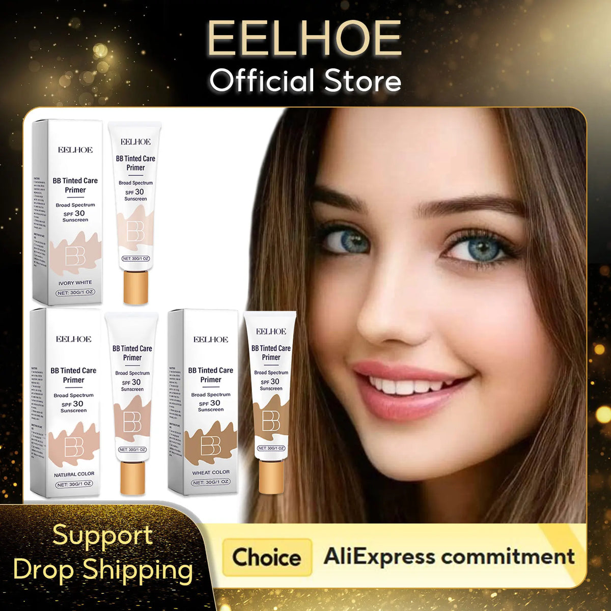 BB Cream Makeup Foundation Primer Water-Resistant SPF 30 Sunscreen Full Coverage Concealer Glow Brightening TikTok Viral