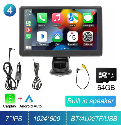 Stereo Car 7-Inch IPS Touchscreen With CarPlay Android Auto, GPS Navigation, WiFi, Rear View Camera