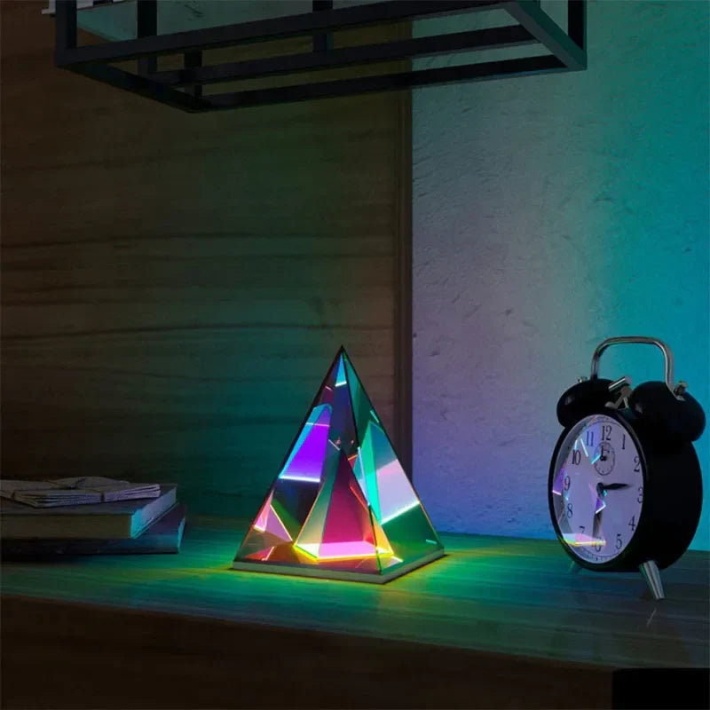 Night LED Light USB Dimmable Pyramid Lamp Ambient Bedroom Decor Fall 2025 Mood Lighting Gift