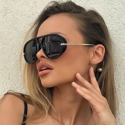 Oversized Designer Pilot Sunglasses for Men Women UV400 Vintage Shade
