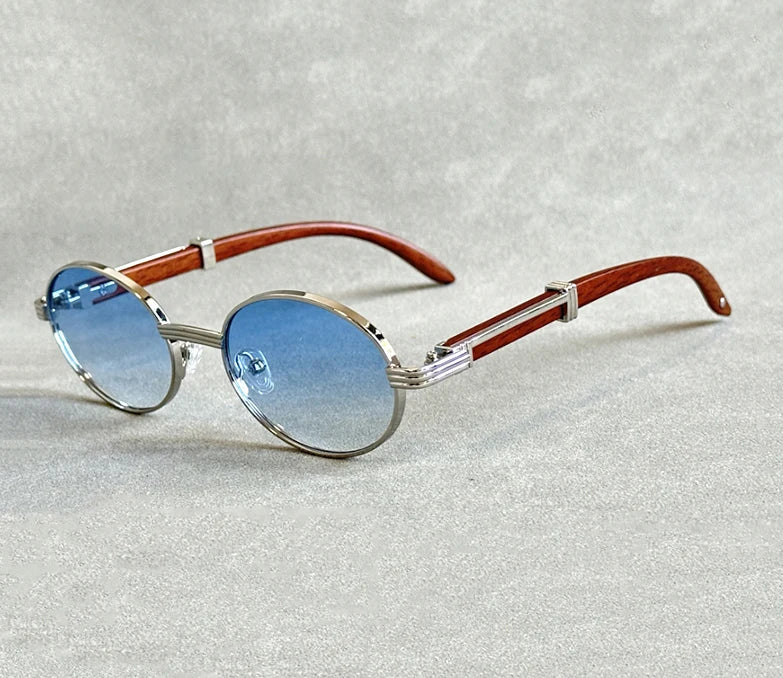 Fashion Wooden Sunglasses For Women & Men - Vintage Oval Designer Glasses, UV Protection