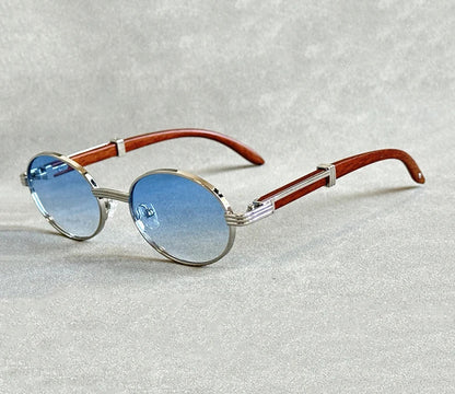 Fashion Wooden Sunglasses For Women & Men - Vintage Oval Designer Glasses, UV Protection