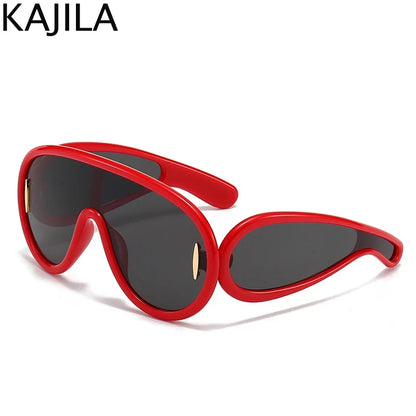 Sunglasses2026 Edition White Frame Oversized Wave Mask Goggles Y2K Punk Steampunk Eyewear TikTok Viral