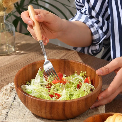 Wooden Acacia Bowl Japanese Style Salad Bowl Ramadan