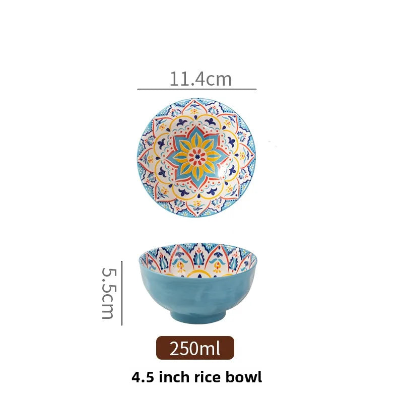 Ceramic Bohemian Rice Bowl Retro Noodle Bowl Kitchen Gift