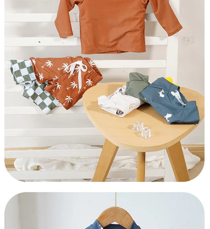 unisex Breathable baby swimsuit - long sleeve rash guard, polyester elastane, for summer pool