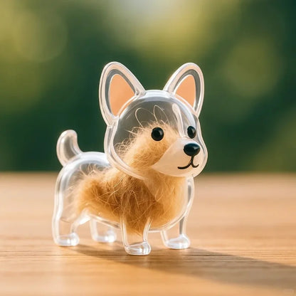 Hair Dog Keepsake Keychain Pendant Clear Resin Charm