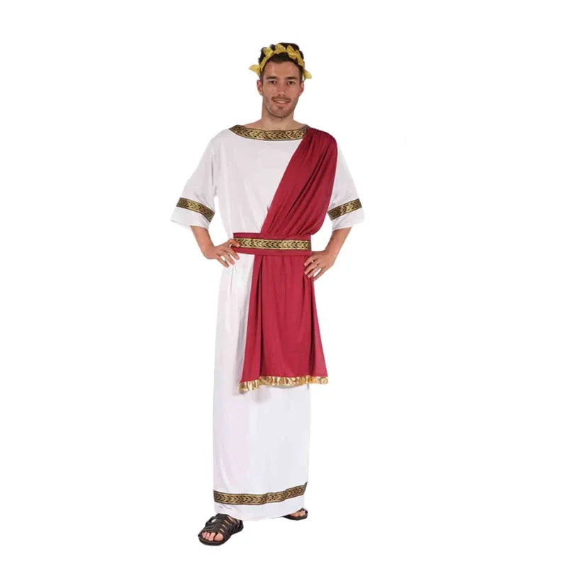 Adult Greek God and Goddess Costume Set with Headdress, Robe, and Belt for Cosplay and Halloween Events-2