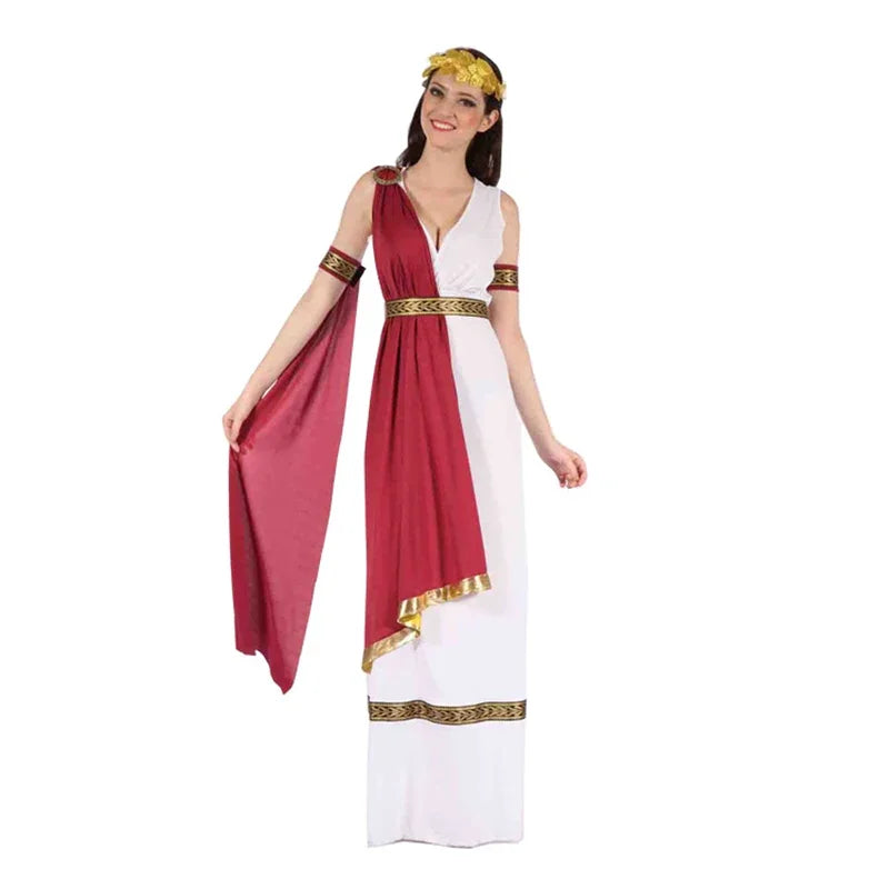 Adult Greek God and Goddess Costume Set with Headdress, Robe, and Belt for Cosplay and Halloween Events-3