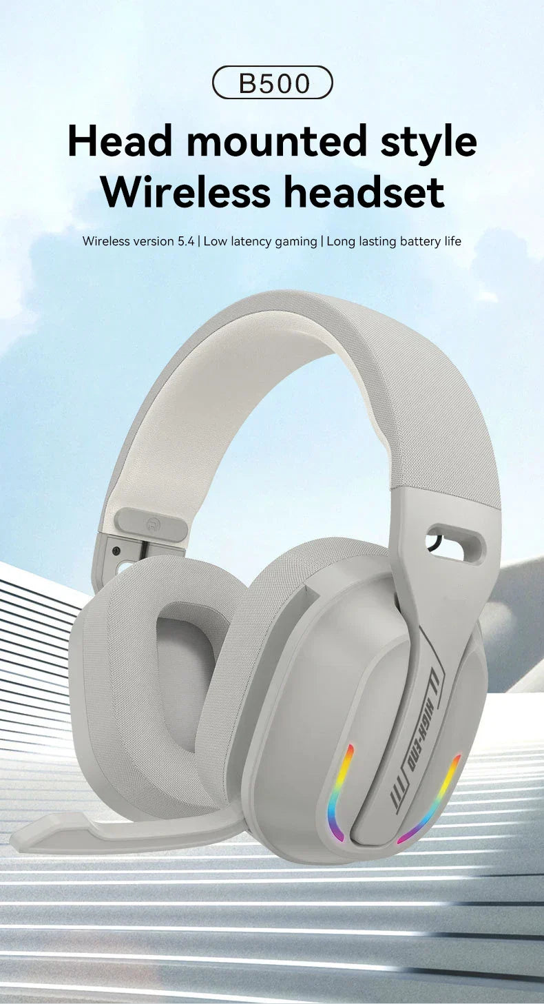 Gaming Headset Bluetooth 5.4 Cordless RGB Low Latency