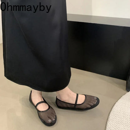 Light Women’s Mary Jane Flats - Shallow Mesh, Casual