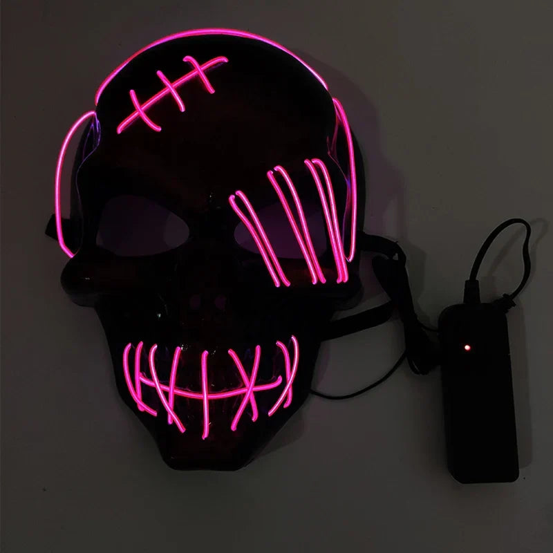 Glowing LED Skull Mask Full Face Halloween 2025 Cosplay