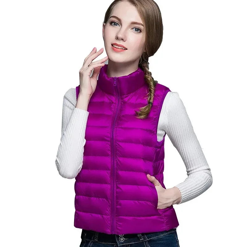 Light Women's Sleeveless Vest - Quilted Nylon, Warm