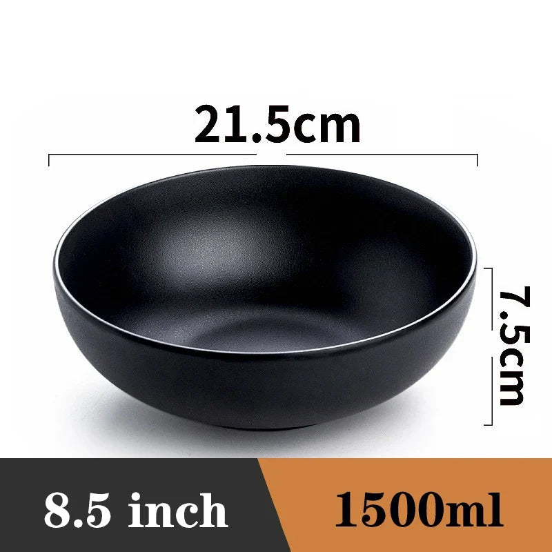 Bowl Ramen Black Plastic Japanese Style Noodle Bowl