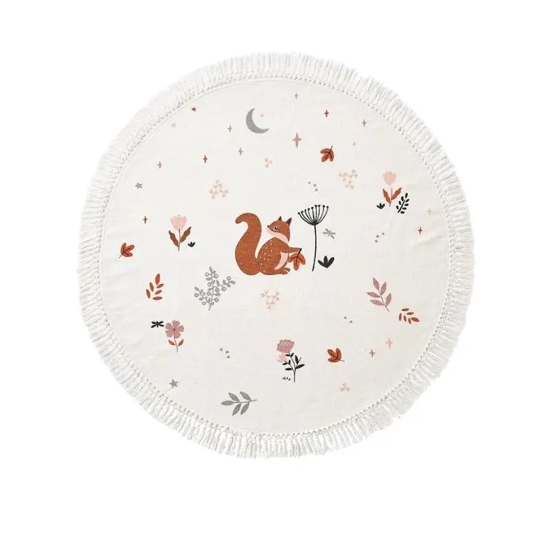 Round Fluffy Rug Tassel Nursery Play Mat Cozy Fall 2025 Plush Circle Bedroom Rug Plush Play Surface