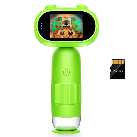 Hand-Held Digital Microscope for Kids - 1000x Magnification, 2" IPS Screen, Coin Collector Device
