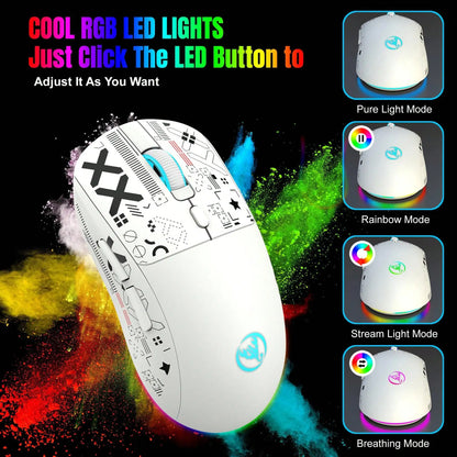 Gaming Mouse Cordless RGB 4000 DPI Battery-Powered 650mAh