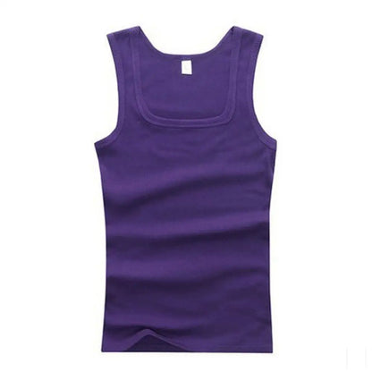 slash neck, casual fit, solid, summer knit vest – Breathable men's cotton tank top