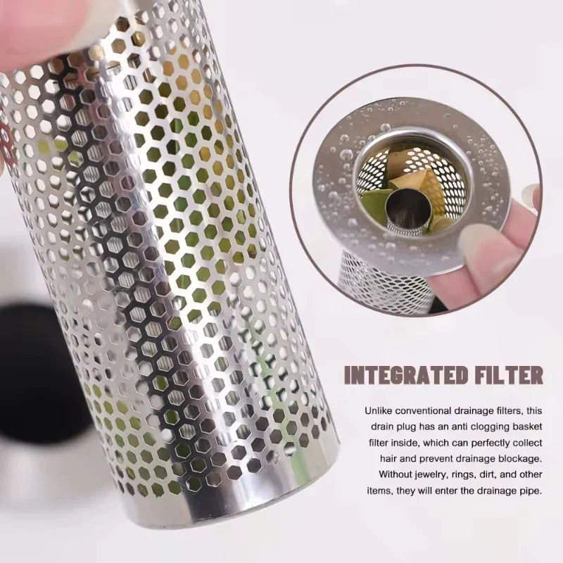 Pop-Up Drain Stopper Basin Hair Catcher Stainless Steel Filter Anti-Odor Fall 2026 Household Upgrade
