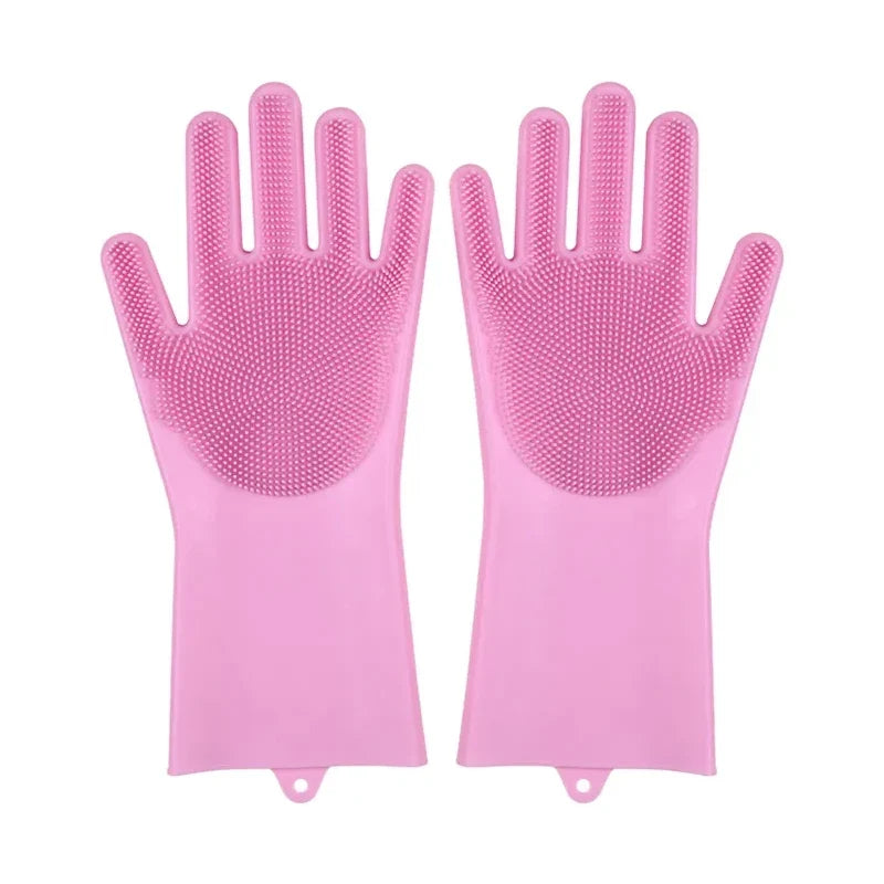 Silicone Dishwashing Gloves with Scrubber - Eco-Friendly Household Cleaning Device