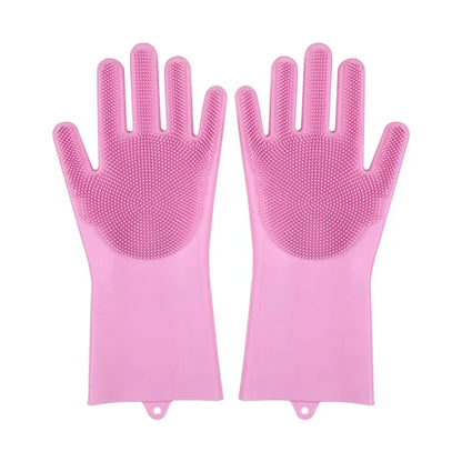 Silicone Dishwashing Gloves with Scrubber - Eco-Friendly Household Cleaning Device