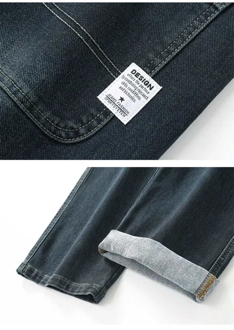 Men’s Stretchy Jeans - Wide Leg, Cotton, Business Casual