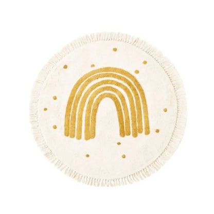 Round Fluffy Rug Tassel Nursery Play Mat Cozy Fall 2025 Plush Circle Bedroom Rug Plush Play Surface