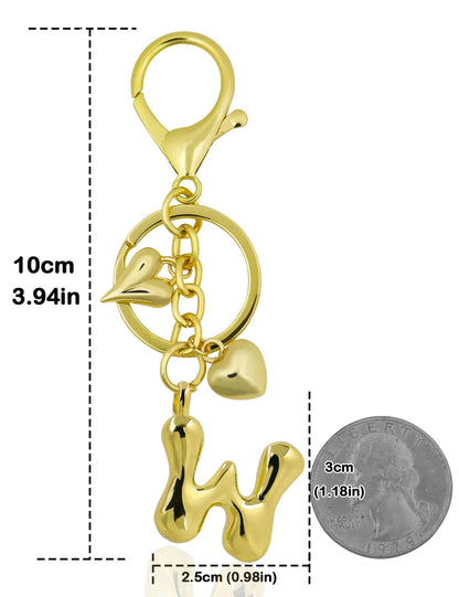 Keychain Personalized Gold Bubble Letter Bag Charm Gift