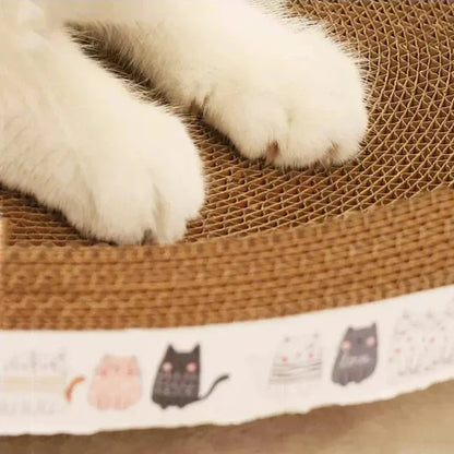 Corrugated 43cm Cat Scratcher - Round Oval Grinding Toy, Wear-Resistant Bed Nest for Cats