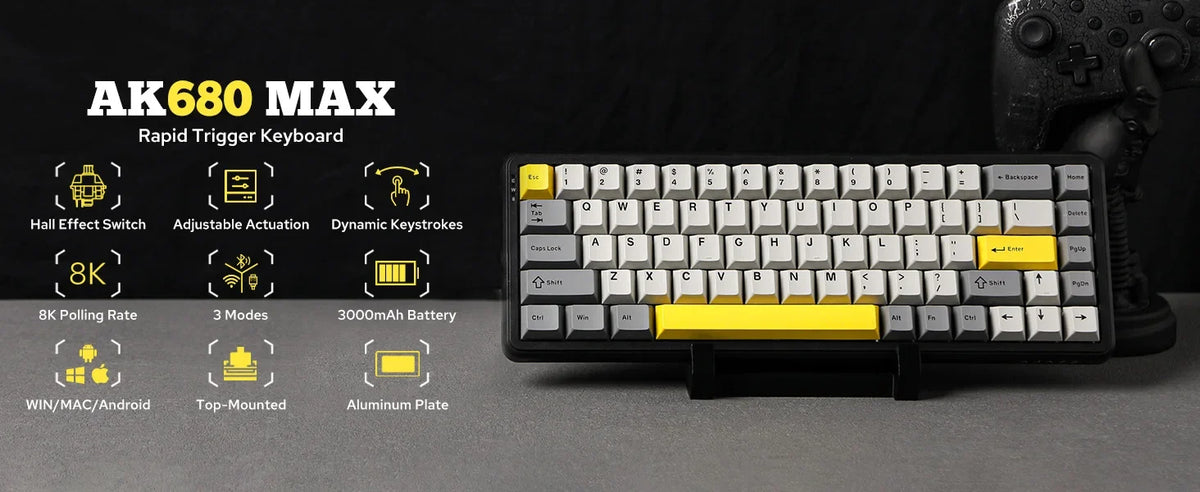 Mechanical Keyboard 68Key Cordless Bluetooth RGB Hall Effect