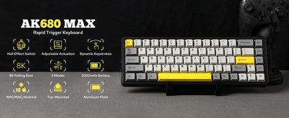 Mechanical Keyboard 68Key Cordless Bluetooth RGB Hall Effect