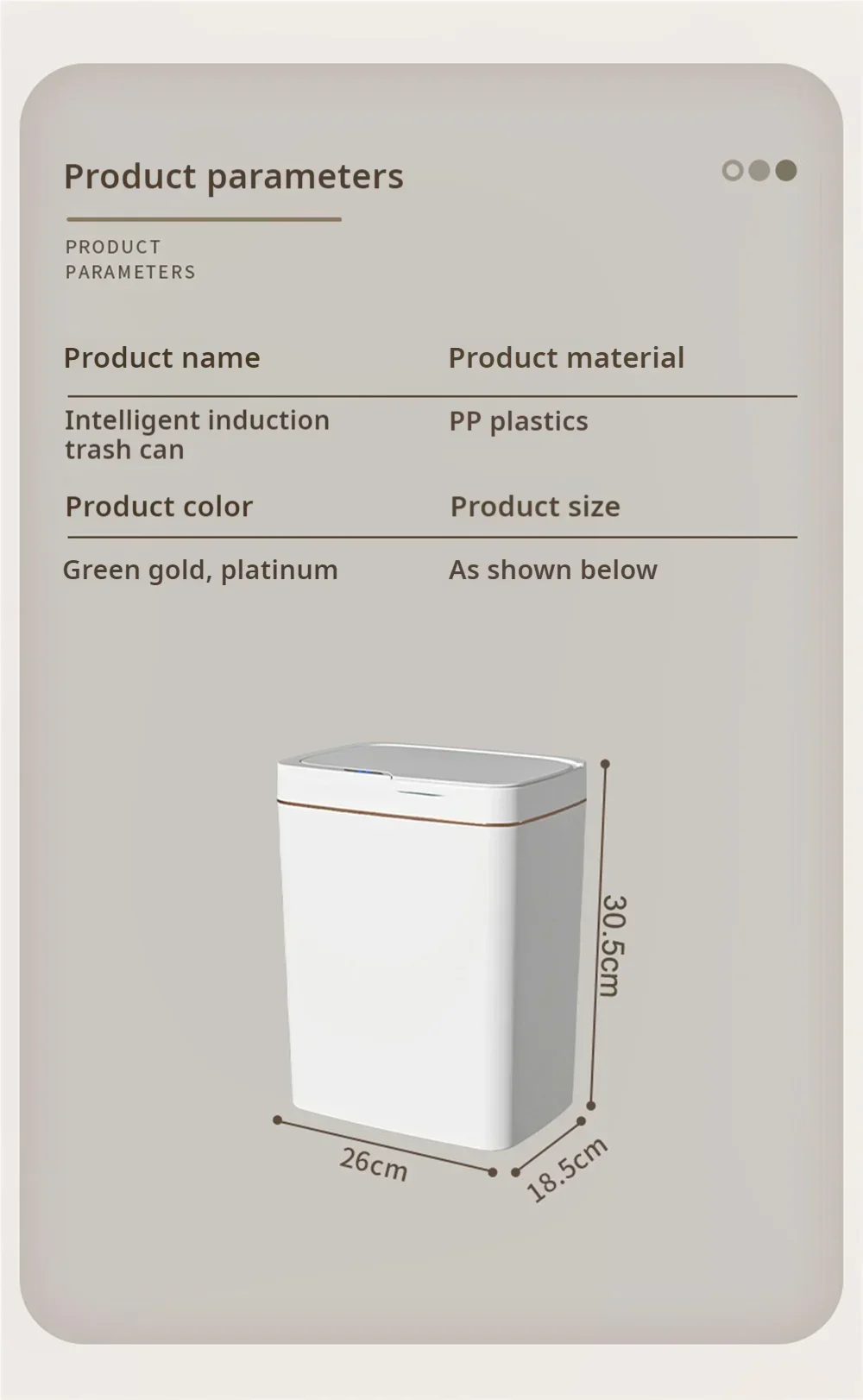 Touchless Smart Sensor Trash Can 15L Water-Resistant Automatic