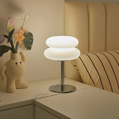 Lamp Table Cream Plastic Lampshade Mushroom Bedside Lamp Fall 2025 Tri Color Dimming USB LED Included Cozy Ambient