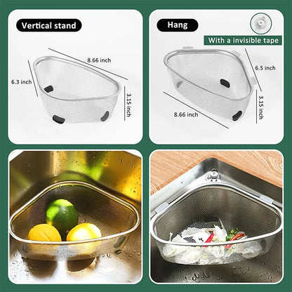 Steel Stainless Sink Strainer Basket Triangle Drainer In Sink Mesh Colander Fall 2026 Eco Friendly Kitchen Accessory