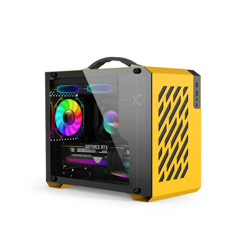 Mini ITX Case Glass Side 240mm Watercooling Travel-Friendly