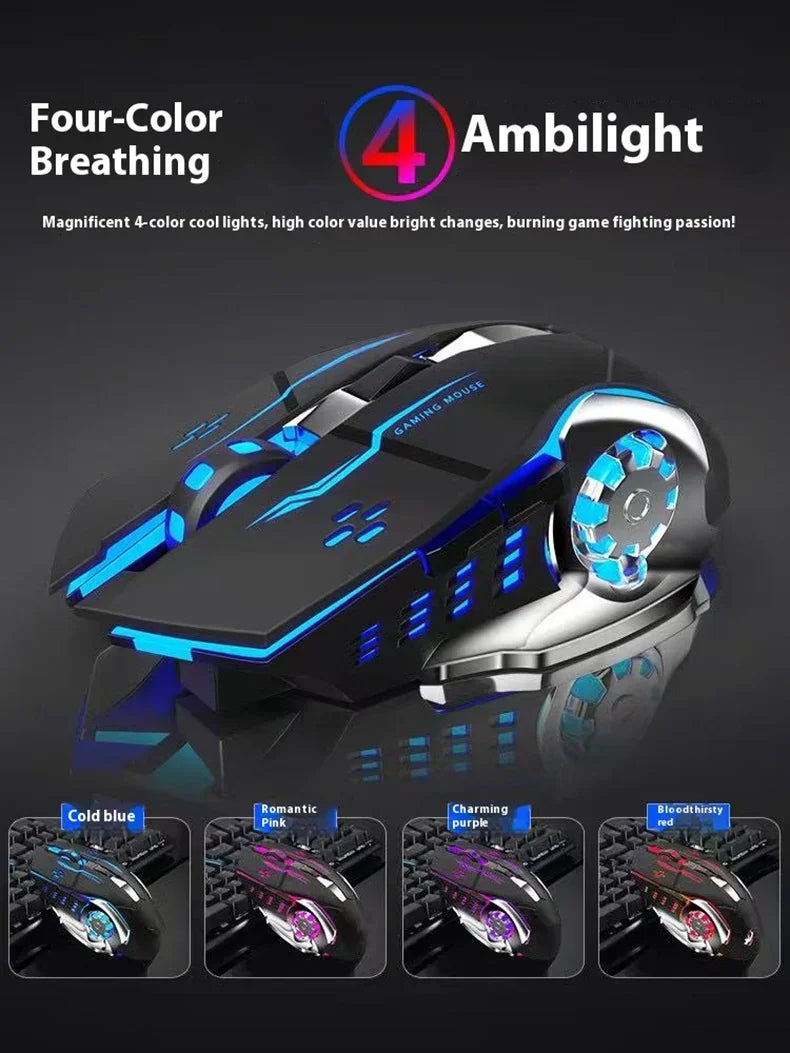 Cordless Battery-Powered Gaming Mouse Bluetooth Silent Backlit