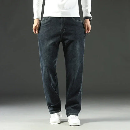 Men’s Stretchy Jeans - Wide Leg, Cotton, Business Casual