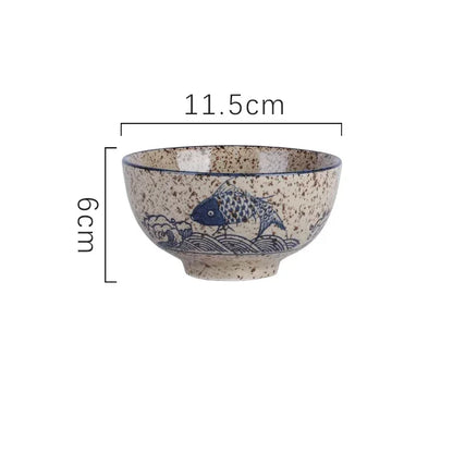 Ceramic 4.5 Inch Japanese Rice Bowl Retro Household Tableware