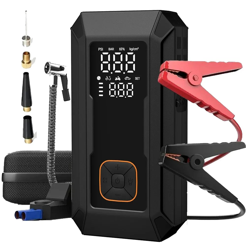 Car2025 Edition Jump Starter All-In-One Air Pump Tire Inflator Travel-Friendly Power Bank LED Light Fall